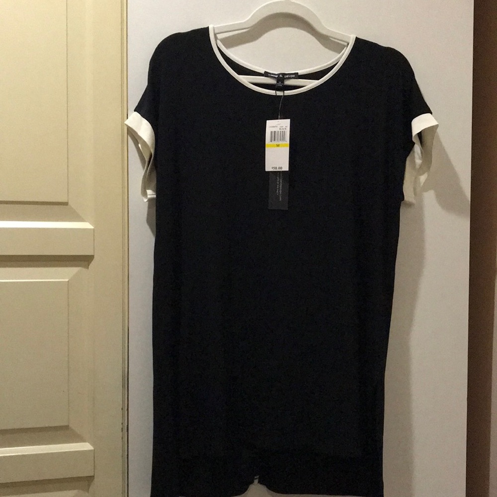 Cable & Gauge Black & White Tunic Short Sleeve Top